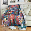 Newcastle Knights Blanket Tropical Hibiscus Floral Pattern With Blue And Red Accents