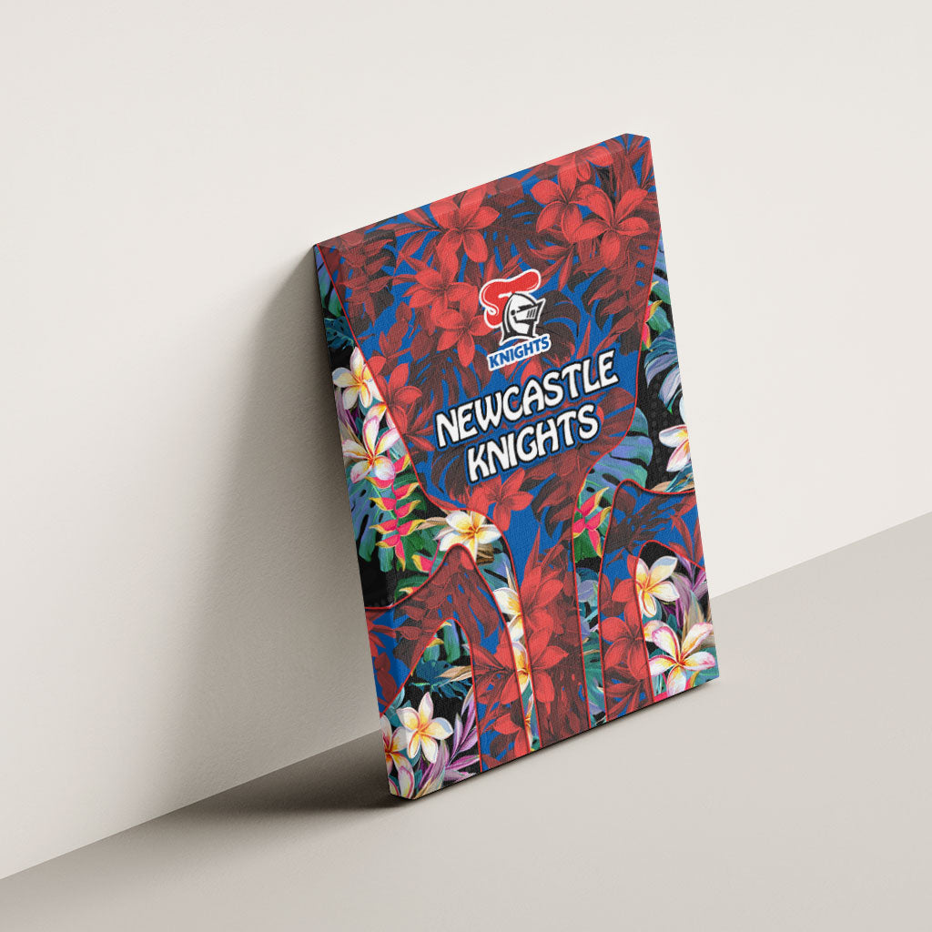Newcastle Knights Canvas Wall Art Tropical Hibiscus Floral Pattern With Blue And Red Accents