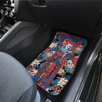 Newcastle Knights Car Mats Tropical Hibiscus Floral Pattern With Blue And Red Accents