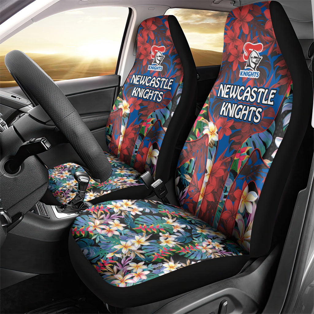 Newcastle Knights Car Seat Cover Tropical Hibiscus Floral Pattern With Blue And Red Accents