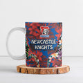Newcastle Knights Ceramic Mug Tropical Hibiscus Floral Pattern With Blue And Red Accents