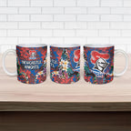 Newcastle Knights Ceramic Mug Tropical Hibiscus Floral Pattern With Blue And Red Accents