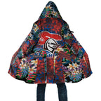 Newcastle Knights Cloak Tropical Hibiscus Floral Pattern With Blue And Red Accents