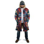 Newcastle Knights Cloak Tropical Hibiscus Floral Pattern With Blue And Red Accents