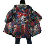 Newcastle Knights Cloak Tropical Hibiscus Floral Pattern With Blue And Red Accents