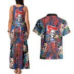 Newcastle Knights Couples Matching Tank Maxi Dress and Hawaiian Shirt Tropical Hibiscus Floral Pattern With Blue And Red Accents