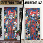 Newcastle Knights Door Cover Tropical Hibiscus Floral Pattern With Blue And Red Accents
