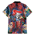 Newcastle Knights Family Matching Summer Maxi Dress and Hawaiian Shirt Tropical Hibiscus Floral Pattern With Blue And Red Accents