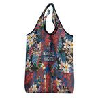 Newcastle Knights Grocery Bag Tropical Hibiscus Floral Pattern With Blue And Red Accents