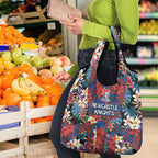 Newcastle Knights Grocery Bag Tropical Hibiscus Floral Pattern With Blue And Red Accents