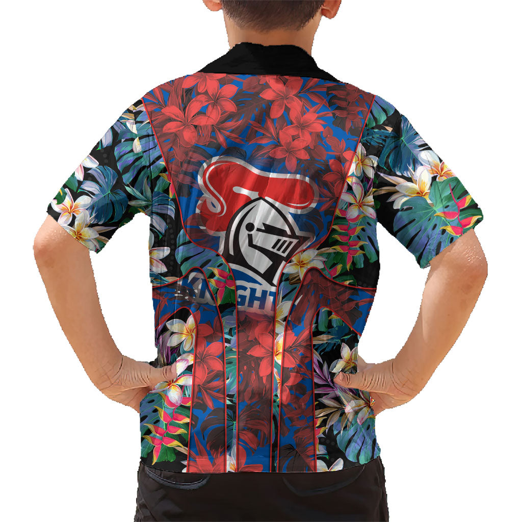 Newcastle Knights Hawaiian Shirt Tropical Hibiscus Floral Pattern With Blue And Red Accents
