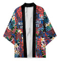 Newcastle Knights Kimono Tropical Hibiscus Floral Pattern With Blue And Red Accents