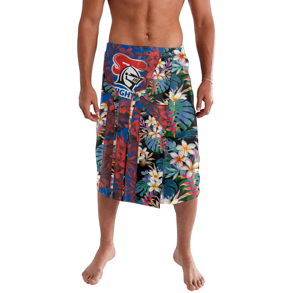 Newcastle Knights Lavalava Tropical Hibiscus Floral Pattern With Blue And Red Accents
