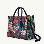 Newcastle Knights Leather Bag Tropical Hibiscus Floral Pattern With Blue And Red Accents