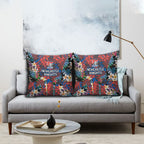 Newcastle Knights Pillow Cover Tropical Hibiscus Floral Pattern With Blue And Red Accents