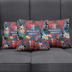 Newcastle Knights Pillow Cover Tropical Hibiscus Floral Pattern With Blue And Red Accents