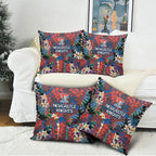 Newcastle Knights Pillow Cover Tropical Hibiscus Floral Pattern With Blue And Red Accents
