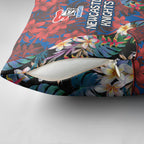 Newcastle Knights Pillow Cover Tropical Hibiscus Floral Pattern With Blue And Red Accents