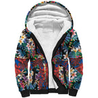 Newcastle Knights Sherpa Hoodie Tropical Hibiscus Floral Pattern With Blue And Red Accents