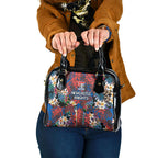Newcastle Knights Shoulder Handbag Tropical Hibiscus Floral Pattern With Blue And Red Accents
