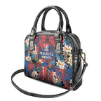 Newcastle Knights Shoulder Handbag Tropical Hibiscus Floral Pattern With Blue And Red Accents