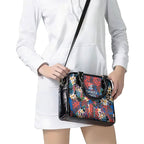 Newcastle Knights Shoulder Handbag Tropical Hibiscus Floral Pattern With Blue And Red Accents