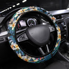 Newcastle Knights Steering Wheel Cover Tropical Hibiscus Floral Pattern With Blue And Red Accents