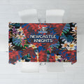 Newcastle Knights Tablecloth Tropical Hibiscus Floral Pattern With Blue And Red Accents
