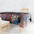 Newcastle Knights Tablecloth Tropical Hibiscus Floral Pattern With Blue And Red Accents