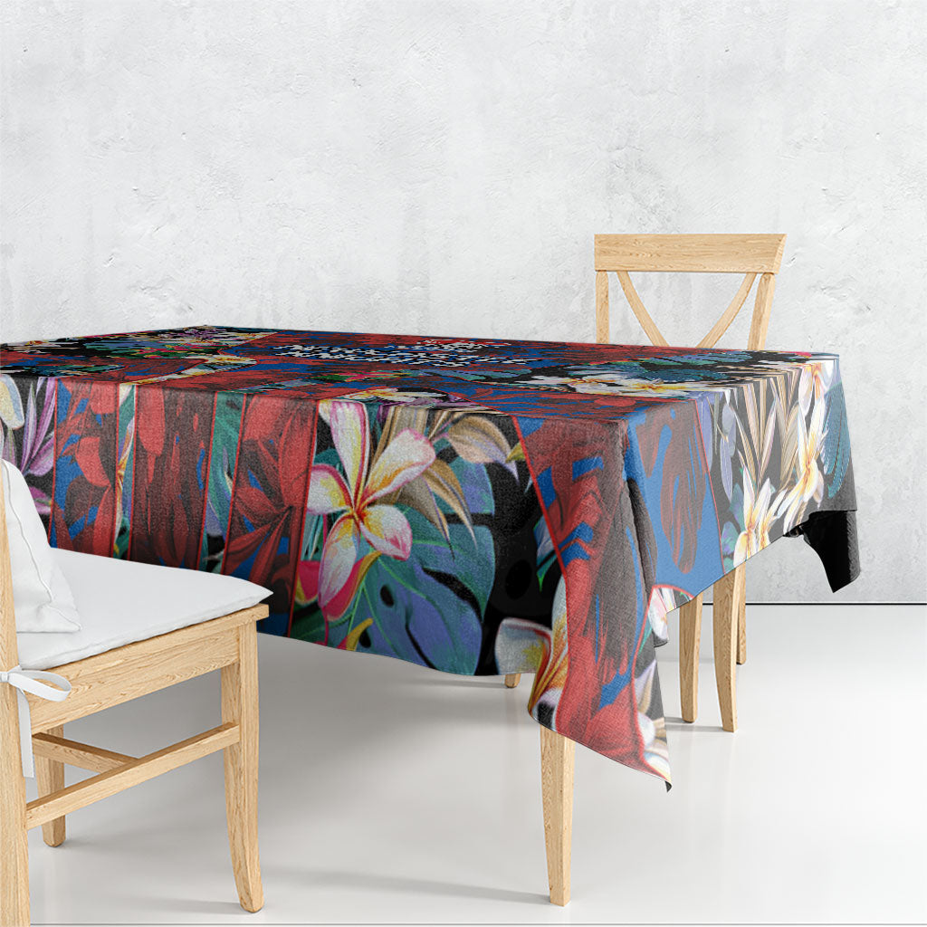 Newcastle Knights Tablecloth Tropical Hibiscus Floral Pattern With Blue And Red Accents
