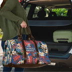 Newcastle Knights Travel Bag Tropical Hibiscus Floral Pattern With Blue And Red Accents