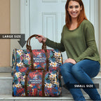 Newcastle Knights Travel Bag Tropical Hibiscus Floral Pattern With Blue And Red Accents