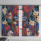 Newcastle Knights Window Curtain Tropical Hibiscus Floral Pattern With Blue And Red Accents