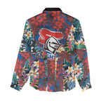 Newcastle Knights Women Casual Shirt Tropical Hibiscus Floral Pattern With Blue And Red Accents