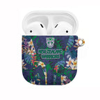 New Zealand Warriors AirPods Case Tropical Polynesian Floral Pattern With Green And Blue Accents
