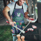 New Zealand Warriors Apron Tropical Polynesian Floral Pattern With Green And Blue Accents