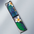 New Zealand Warriors Auto Sun Shade Tropical Polynesian Floral Pattern With Green And Blue Accents