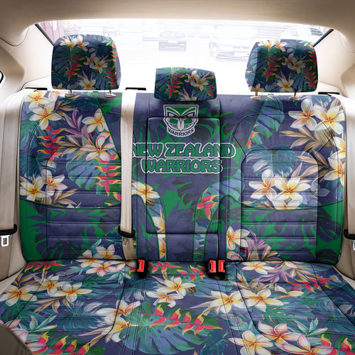 New Zealand Warriors Back Car Seat Cover Tropical Polynesian Floral Pattern With Green And Blue Accents
