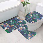 New Zealand Warriors Bathroom Set Tropical Polynesian Floral Pattern With Green And Blue Accents