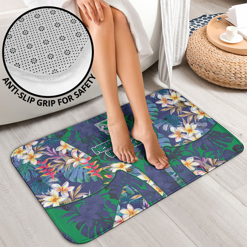 New Zealand Warriors Bathroom Set Tropical Polynesian Floral Pattern With Green And Blue Accents