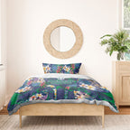 New Zealand Warriors Bedding Set Tropical Polynesian Floral Pattern With Green And Blue Accents