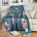 New Zealand Warriors Blanket Tropical Polynesian Floral Pattern With Green And Blue Accents