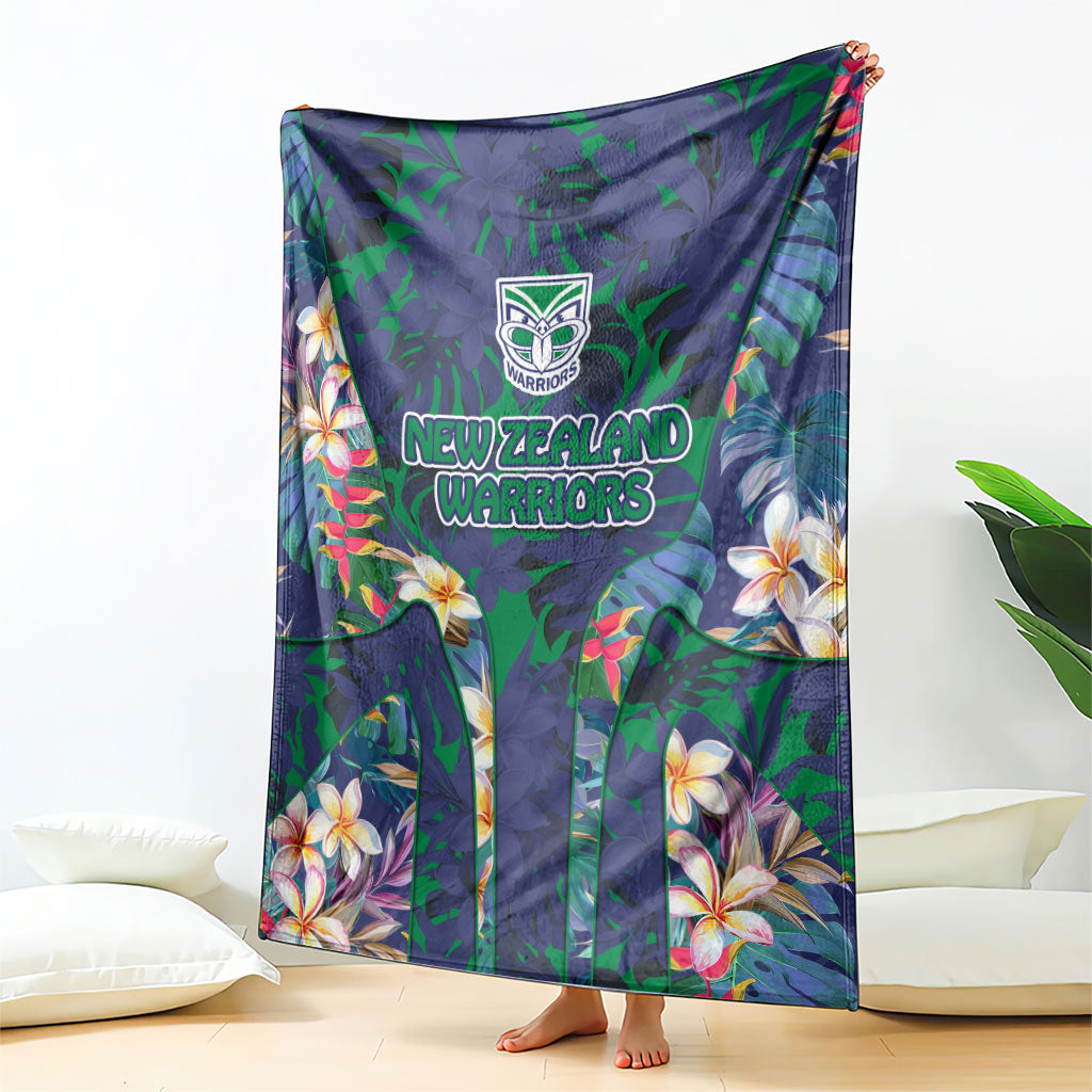 New Zealand Warriors Blanket Tropical Polynesian Floral Pattern With Green And Blue Accents
