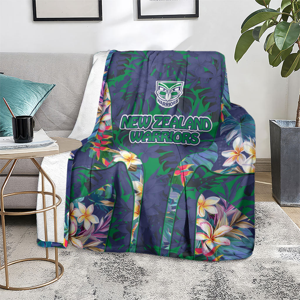 New Zealand Warriors Blanket Tropical Polynesian Floral Pattern With Green And Blue Accents