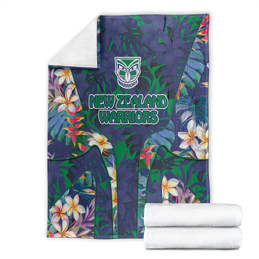 New Zealand Warriors Blanket Tropical Polynesian Floral Pattern With Green And Blue Accents