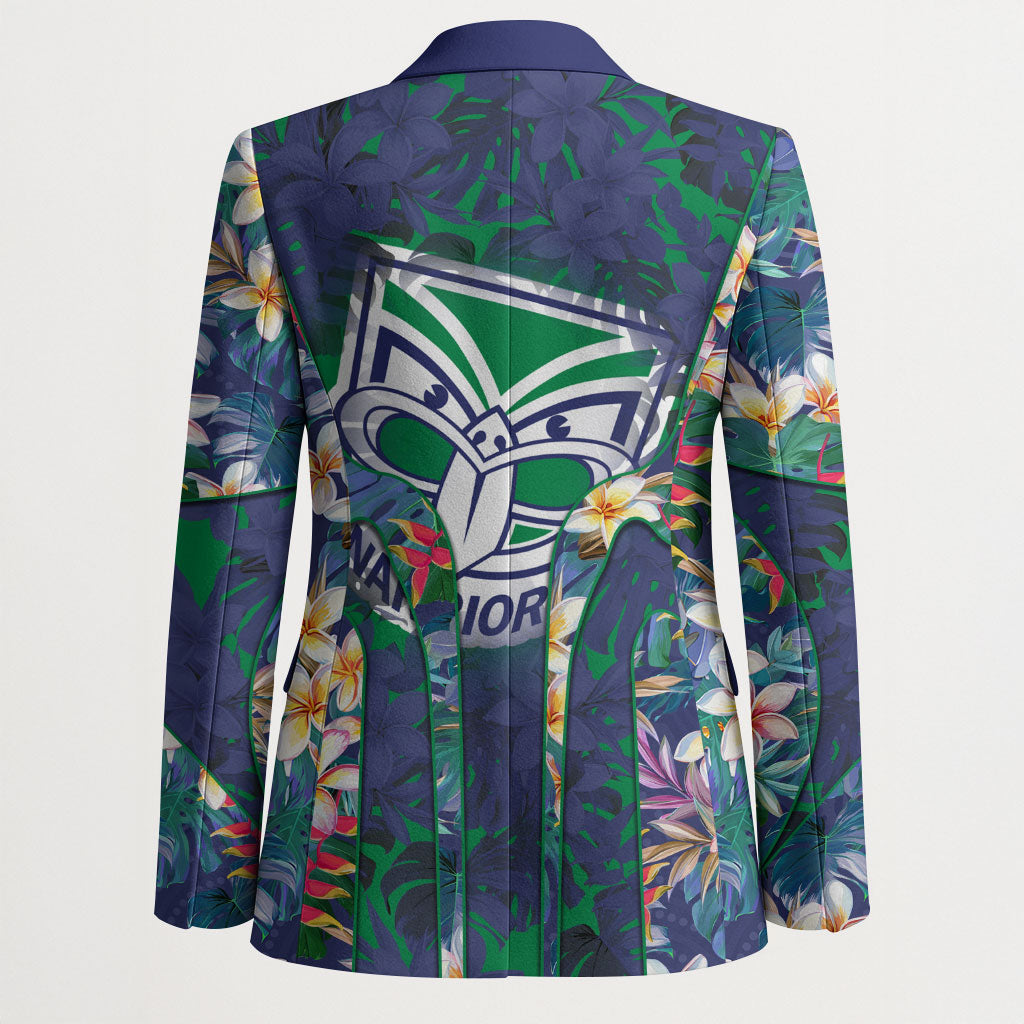 New Zealand Warriors Blazer Tropical Polynesian Floral Pattern With Green And Blue Accents