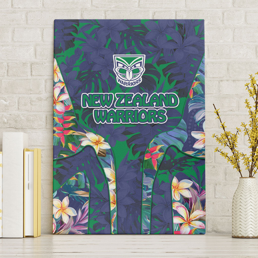 New Zealand Warriors Canvas Wall Art Tropical Polynesian Floral Pattern With Green And Blue Accents