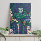 New Zealand Warriors Canvas Wall Art Tropical Polynesian Floral Pattern With Green And Blue Accents