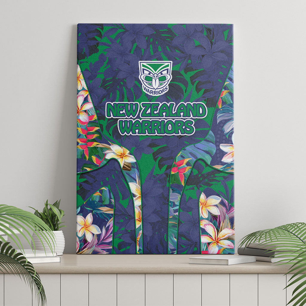 New Zealand Warriors Canvas Wall Art Tropical Polynesian Floral Pattern With Green And Blue Accents