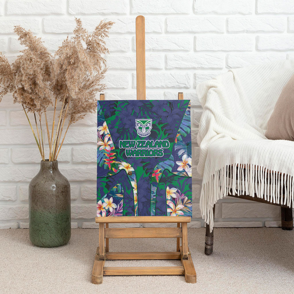 New Zealand Warriors Canvas Wall Art Tropical Polynesian Floral Pattern With Green And Blue Accents